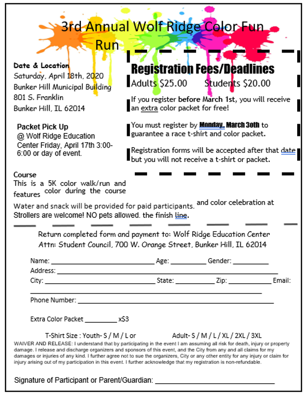 REGISTER NOW for the Wolf Ridge Color Run